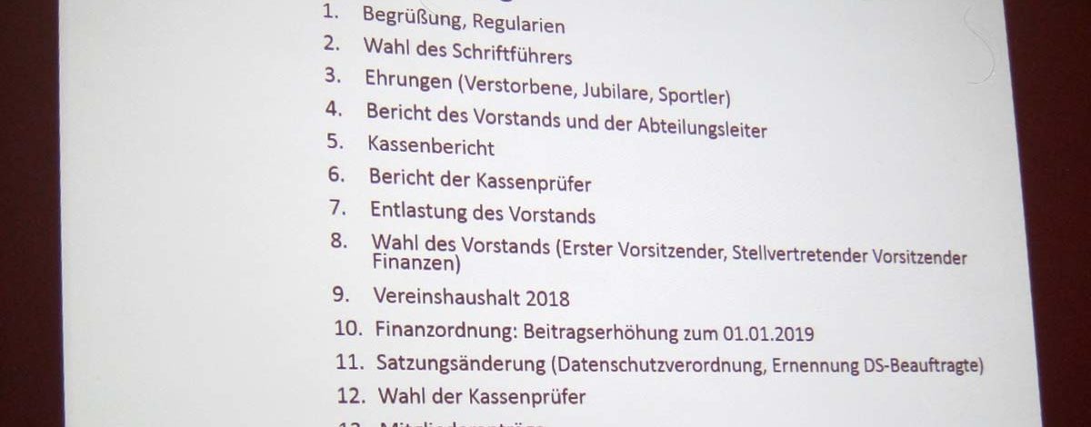 Agenda Mitgliederversammlung TV Jahn Wahn 2018